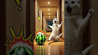 cat paints watermelon into a ball to troll aicat aifilms cartoon troll [upl. by Bowman]