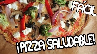 Pizza saludable SIN HARINA Cauliflower Pizza  Low CarbHigh Protein [upl. by Merrill626]