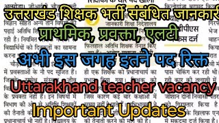 उत्तराखंड शिक्षक भर्ती  Uttarakhand Teachers vacancy updates  महत्वपूर्ण सूचना [upl. by Lara]