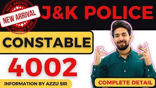 JampK Police Constable Recruitment 2024  JampK new vacancy 2024  JKSSB Constable Syllabus Age [upl. by Aicilif]