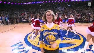 Warriors fan dance on court  Golden State Warriors vs Utah Jazz  NBA  20122016 [upl. by Yelekreb]