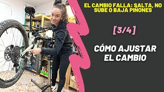 34 El cambio falla salta no sube o baja piñones  Cómo ajustar el cambio de la bicicleta de MTB [upl. by Trub804]