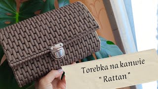 Torebka wyszywana na kanwie plastikowej Ściegiem rattan bag plastic canvas crochet [upl. by Atteynek]