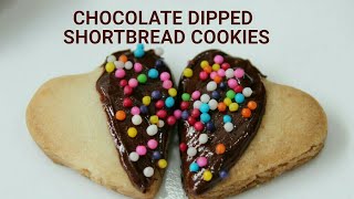 CHOCOLATE DIPPED SHORTBREAD COOKIES Recipe was Valentines Day Special cookies  Vanilla Cookies [upl. by Anyek]