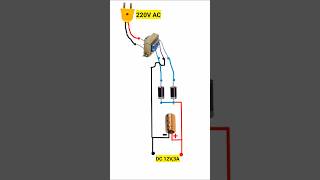 220Volt AC to 12Volt DC Converter With Transformershortsgktechnical converterviraltrending [upl. by Anovad721]