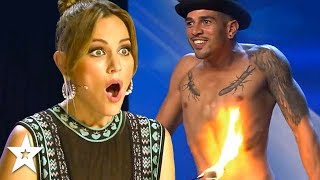 Contestant Sets Himself On FIRE On Spains Got Talent  Got Talent Global [upl. by Dannel977]