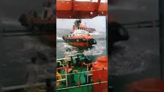 Anchor handling towing supply vessel in bad weather [upl. by Yrem]