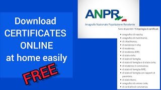 How to download Certificates from ANPR  anpr certificati online  anpr anagrafe [upl. by Aekerly]