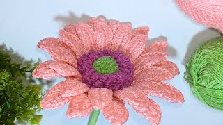 Como Hacer una GERBERA Tejida a Crochet [upl. by Ellenod8]