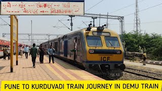 Pune To Kurduvadi Train Journey In 11421  Pune Solapur DEMU Train  3 March 2022 [upl. by Mharba]