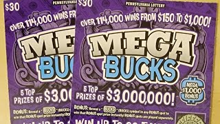 NEW JUNE 2024 PA LOTTERY 30 TICKET MEGA BUCKS palottery scratch lottery win winner scratching [upl. by Mikal]