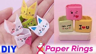 NO GLUE DIY KAWAII PAPER RINGS Cute diy Origami Rings easy craft ideas with paper diy paper craft [upl. by Marte]