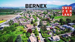 Le Village de Bernex Switzerland Drone 4k Stock Footage [upl. by Azarcon]