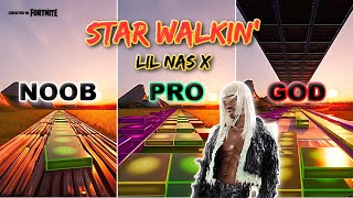 Lil Nas X  STAR WALKIN  Noob vs Pro vs God Fortnite Music Blocks With Map Code [upl. by Annatnas]