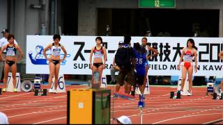 2009 スーパー陸上大会 100M 福島千里 Allyson Felix canon 5d mark2 [upl. by Gordie726]