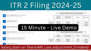 ITR 2 filing online 202425  Income tax returnITR 2 for SalaryCapital gain on SharesMutual Fund [upl. by Vasta401]