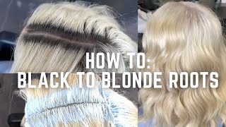 Bleaching Black roots to white blonde tutorial [upl. by Neau763]