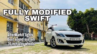 FULLY MODIFIED SWIFT  swift aftermarket lights  16 inch alloy wheels  Swift Modified [upl. by Sharos]