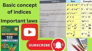 Basic concept of indicesAlgebra important laws of indices for class 9amp10 [upl. by Wallford]