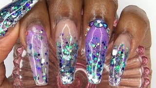 Acrylic Nails Tutorial  Acrylic Nails Infill  How to Encapsulated Nails  Purple Glitter Ombre [upl. by Lansing]