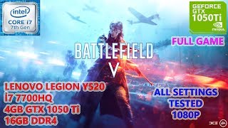 Battlefield V i7 7700HQ GTX 1050 Ti All Settings Tested [upl. by Kcirdek233]