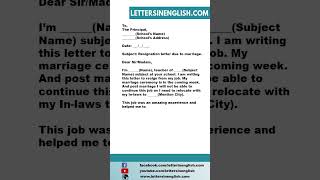 Resignation Letter for School Teacher Due to Marriage [upl. by Regor709]