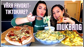 ALFREDOPASTA PIZZA OSTIGA POMMES  MUKBANG MED MEIRA OMAR [upl. by Kcirdes]