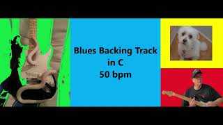 Blues Guitar Backing Track in C 50 bpm [upl. by Atteoj]