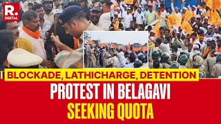 Panchamasali Lingayat Quota Protestors Blocked National Highway Seeking Quota  Belagavi [upl. by Foscalina286]