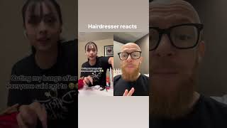 Hairdresser reacts to a DIY bang cut [upl. by Akemahc154]