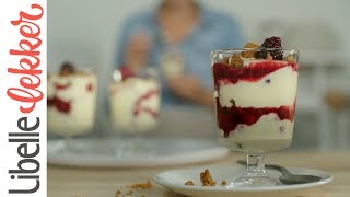 Glaasjes met speculaas mascarpone en rood fruit [upl. by Yrrem]