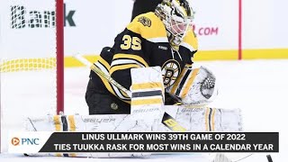 Linus Ullmark Wins 39th Game In Calendar Year Ties Tuukka Rask For Most By Bruins Goalie [upl. by Karoline89]