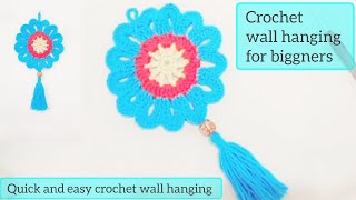 super easy crochet wall hangingeasy crochet wall hanging tutorial [upl. by Lyrem]