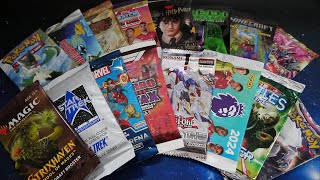 ASMR  Opening RANDOM Trading Card Packs Whispering Tracing Crinkling [upl. by Kenlee405]