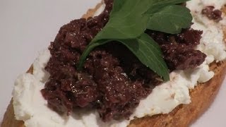 Recipe for Olive Tapenade With Goat Cheese  Bruschetta amp Crostini [upl. by Brigitte140]