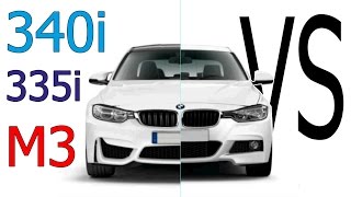 M3 vs 340i vs 335i  BMW F30 vs 80  Vergleich  Comparison [upl. by Sartin]