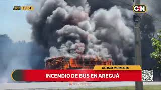 Incendio de bus en Areguá [upl. by Ativ]