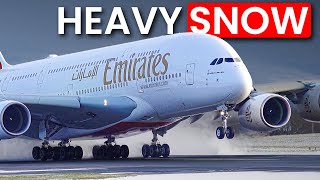 SNOW Aftermath at Manchester Airport  3 Minutes of 4K Aviation [upl. by Nylahs]