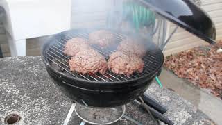 Burgers on the Weber Smokey Joe [upl. by Hogg]