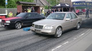 Mercedes C220d 30TD BiT vs Audi 80 B4 22T 20v 18 mile drag race [upl. by Asoramla]