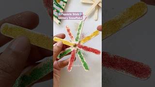 Popsicle Stick Glittery Snowflake ❄️☃️ christmas christmascrafts snowflakes [upl. by Assiralk]