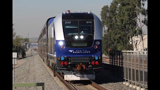 Highspeed Amtrak Pacific Surfliner Trains in Tustin CA [upl. by Eeldivad849]