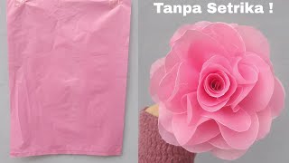 DIY Cara Membuat Bunga Mawar Dari Plastik Kresek TANPA SETRIKA  Rose flower from Crackle Plastic [upl. by Cressy]