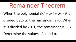 Values Of a amp b For POLYNOMIAL 3x3  ax2  bx  9 [upl. by Yvehc994]