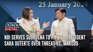 NBI serves subpoena to PH Vice President Sara Duterte over threat vs Marcos  ANC [upl. by Gnehp]