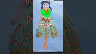 Manga kolase rok bulu ayam manga drawing collaboration on chicken feather skirt design [upl. by Irabaj]