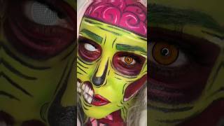 Candy cane pop art zombie makeup makeup faceart creativemakeup shortsfeed sfx [upl. by Kinnie]