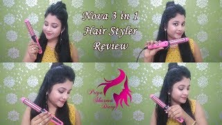 Nova Cheapest Hair Straightener Curler and Crimper Review Demo [upl. by Aleina251]