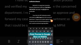 How to Print Preview in Google Docs on Mobile  Print layout in Google Docs on Mobile  google Docs [upl. by Oiramat]