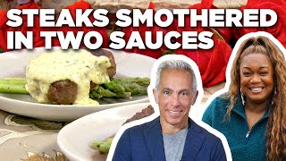 Steaks Smothered in Two Sauces  The Kitchen  Food Network [upl. by Yrolam]